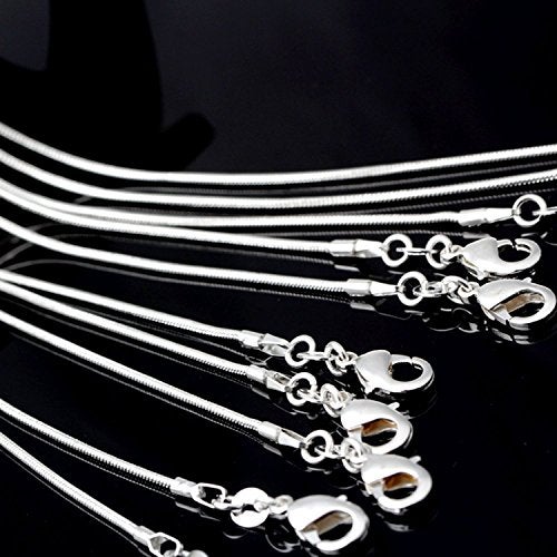 CrazyPiercing 10pcs 24 Inch Silver Plated with 925 Stamp 1.2mm DIY Snake Chain Charms Link Necklace With Lobster Clasps for Jewelry Making (24) - Image 2