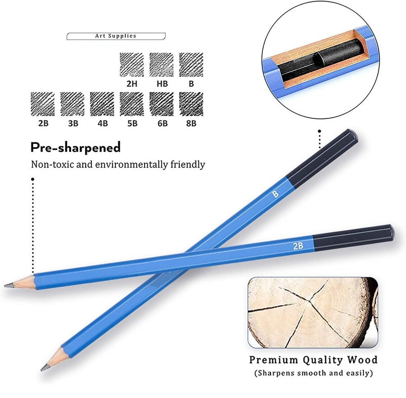 Wynhard Wynhard Sketch Drawing Pencil Set Drawing Sketching Pencil Kit 28 Shading Pencils Set Drawing Sketch Set Drawing Pencil Set For Artists, Black  - Image 4