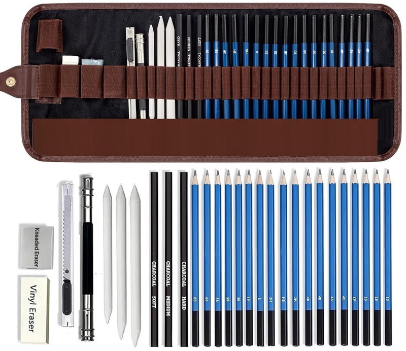 Wynhard Wynhard Sketch Drawing Pencil Set Drawing Sketching Pencil Kit 28 Shading Pencils Set Drawing Sketch Set Drawing Pencil Set For Artists, Black  - Image 1