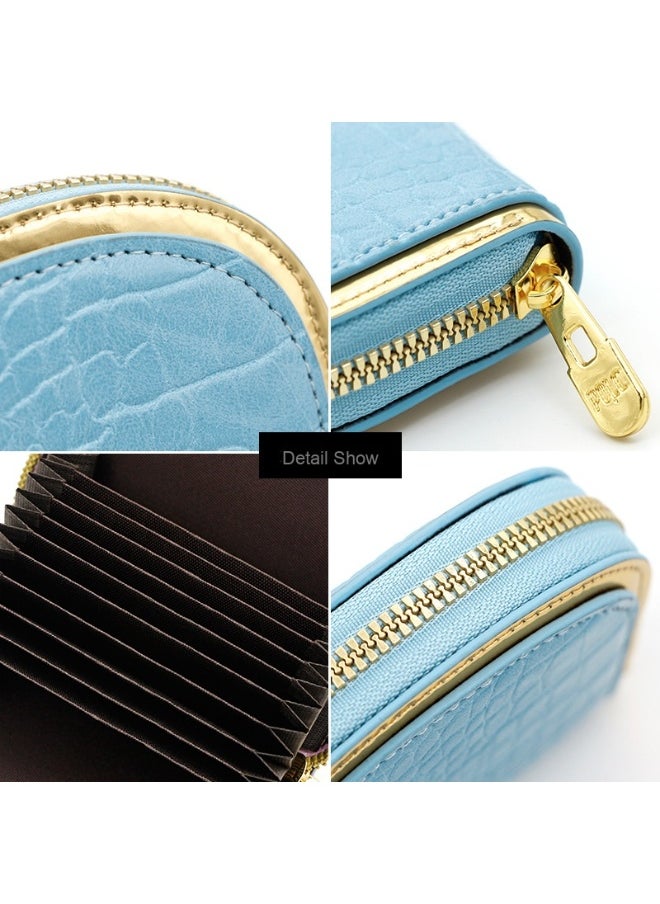 NIBEMINENT Women's Card Bag Vintage Stone Organ Card Bag Large Capacity Multi-slot Card Bag Zipper Bag Clutch Bag  - Image 3