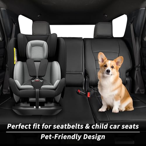 coverdream 4runner Car Seat Covers Full Set for 2025 2026 Toyota 4Runner 5 Seats Pickup Truck Seat Cushion,Luxury Waterproof Leather Seat Protector,Armrest Cover Included(Black) - Image 2