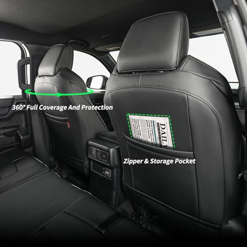 coverdream 4runner Car Seat Covers Full Set for 2025 2026 Toyota 4Runner 5 Seats Pickup Truck Seat Cushion,Luxury Waterproof Leather Seat Protector,Armrest Cover Included(Black) - Image 4