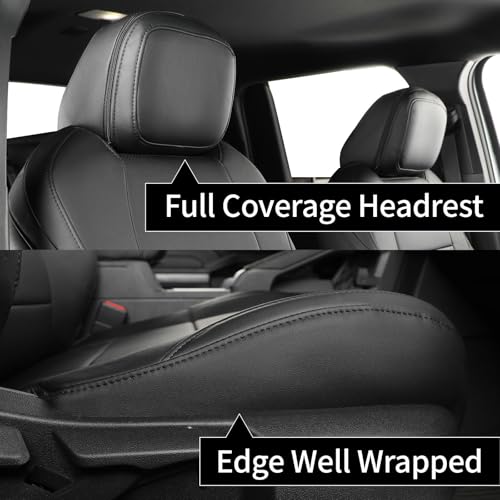 coverdream 4runner Car Seat Covers Full Set for 2025 2026 Toyota 4Runner 5 Seats Pickup Truck Seat Cushion,Luxury Waterproof Leather Seat Protector,Armrest Cover Included(Black) - Image 5