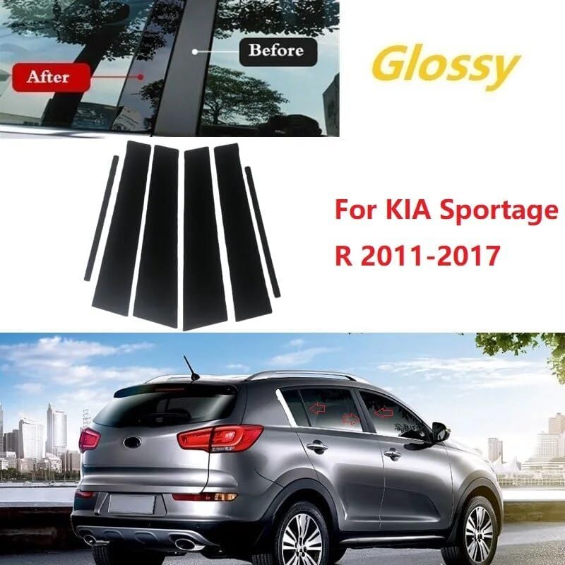 DEMULAX 6PCS Gloss Black Pillar Posts for Kia Sportage R - Image 3