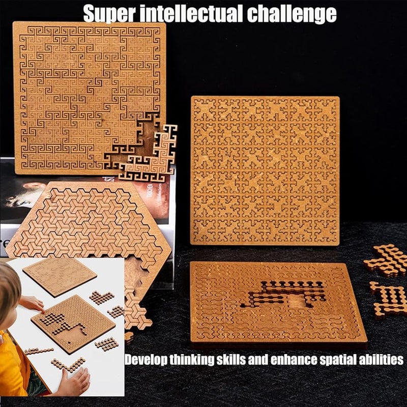 Type D Wooden Jigsaw Puzzle For Adults Mind Bending Irregular Shape Brain Training Game - Image 4