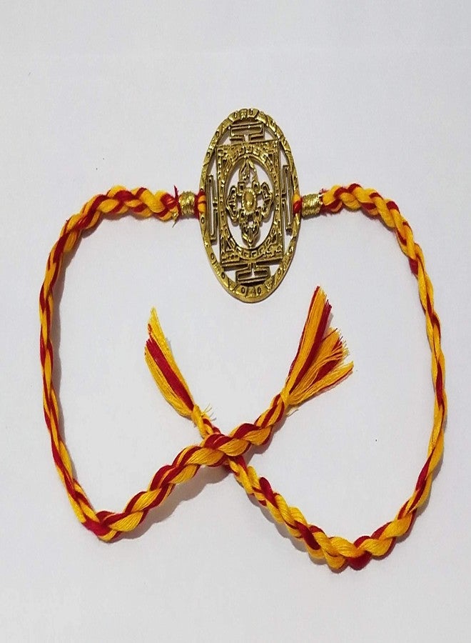 athizay Brass Rakhi for Brothers moli Cotton Thread Cutwork Antique Golden dial Having Chakra Inspired for Bhaiya Rakhis Rakshabandhan tie The Knot with Love - Image 5