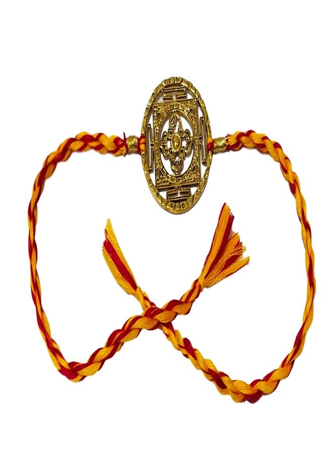 athizay Brass Rakhi for Brothers moli Cotton Thread Cutwork Antique Golden dial Having Chakra Inspired for Bhaiya Rakhis Rakshabandhan tie The Knot with Love - Image 1
