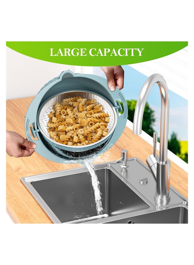 SYOSI 4 In 1 Colander with Mixing Bowl Set, Portable Food Strainers and Colanders, Pasta Strainer, Rice Strainer, Fruit Cleaner, Veggie Wash, Salad Spinner, for Washing and Draining Fruit, Vegetables - Image 3