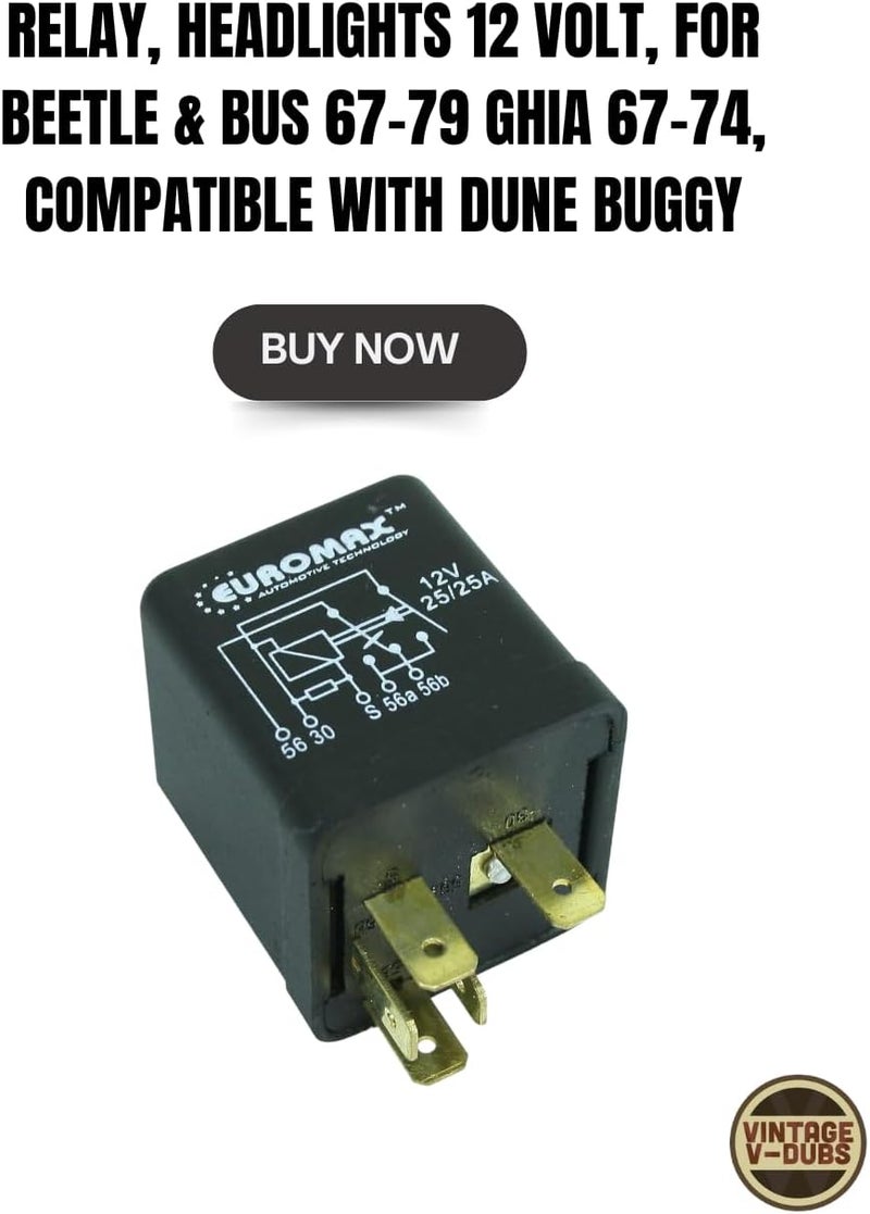 EMPI Relay, Headlights 12 Volt, for Beetle & Bus 67-79 Ghia 67-74, Compatible with Dune Buggy - Image 4