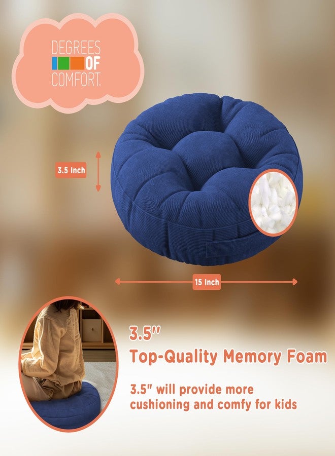 Degrees of Comfort 6Pcs Round Floor Cushions for Kids, Waterproof Flexible Seating for Classroom Elementary, Safe Smolder Resistance Sitting Pillows with Handles, 15-inch, Multicolor - Image 2