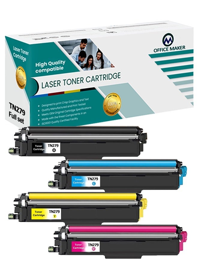 أوفيس ميكر TN-279 Compatible Toner Cartridge For Brother HL-L3280CDW, DCP-L3520CDW, DCP-L3560CDW, MFC-L3720CDW, MFC-L3760CDW (Black Cyan Yellow Magenta 4 COLOR SET) - Image 1