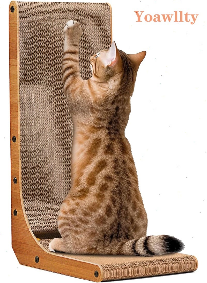 Yoawllty Cat Scratcher, Cat Scratch Pad Wall Mounted, Cat Scratching Cardboard with Ball Toy for Cats, Large Size(Brown) - Image 1