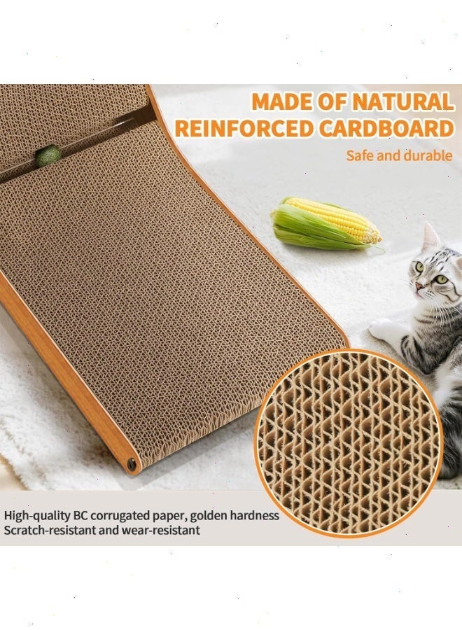 Yoawllty Cat Scratcher, Cat Scratch Pad Wall Mounted, Cat Scratching Cardboard with Ball Toy for Cats, Large Size(Brown) - Image 5