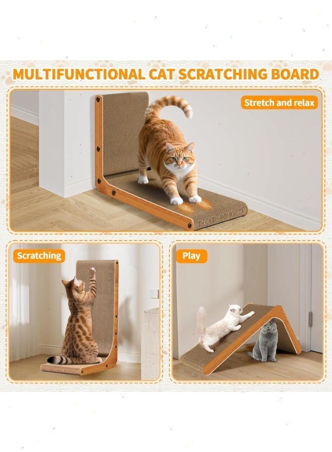 Yoawllty Cat Scratcher, Cat Scratch Pad Wall Mounted, Cat Scratching Cardboard with Ball Toy for Cats, Large Size(Brown) - Image 4