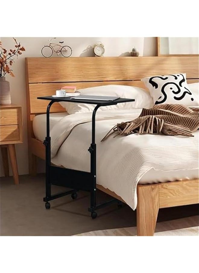 HOOKOR - Portable Laptop Computer Stand Desks with Wheels, Laptop Table Adjustable Height Standing Computer Desk Portable Stand,Desktop, Black - Image 1