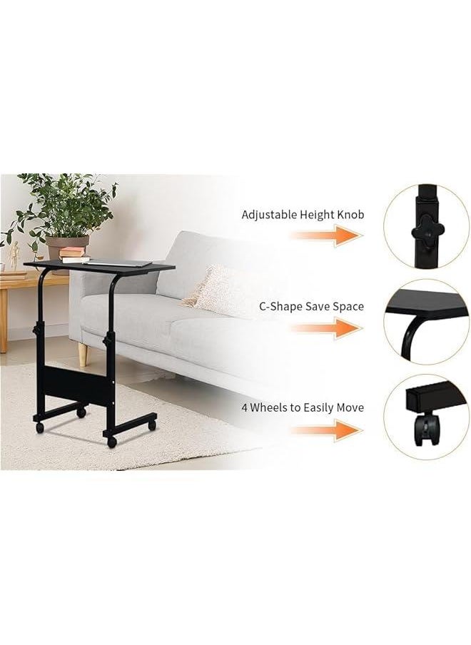 HOOKOR - Portable Laptop Computer Stand Desks with Wheels, Laptop Table Adjustable Height Standing Computer Desk Portable Stand,Desktop, Black - Image 1