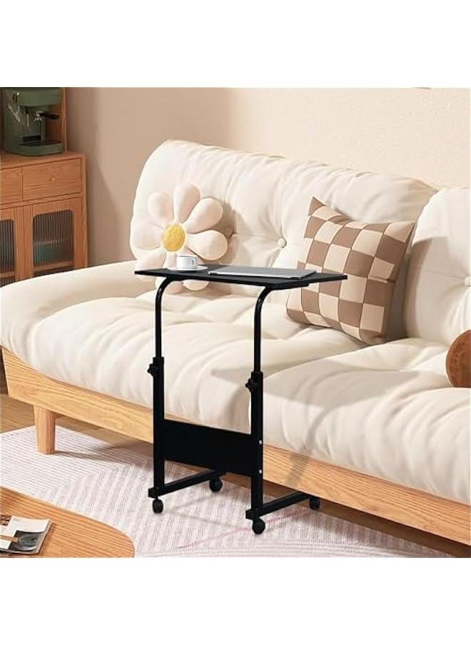 HOOKOR - Portable Laptop Computer Stand Desks with Wheels, Laptop Table Adjustable Height Standing Computer Desk Portable Stand,Desktop, Black - Image 1