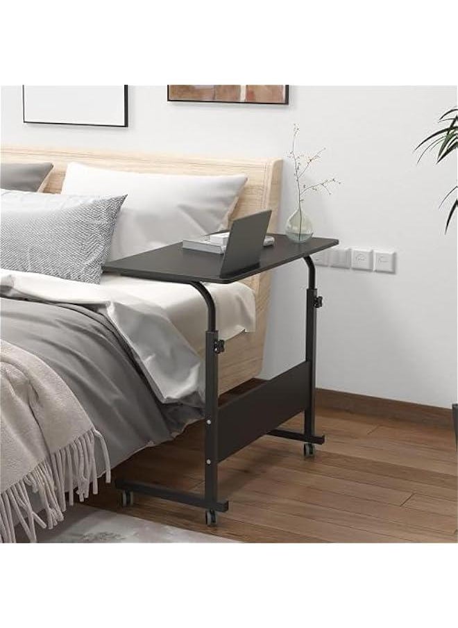 HOOKOR - Portable Laptop Computer Stand Desks with Wheels, Laptop Table Adjustable Height Standing Computer Desk Portable Stand,Desktop, Black - Image 1