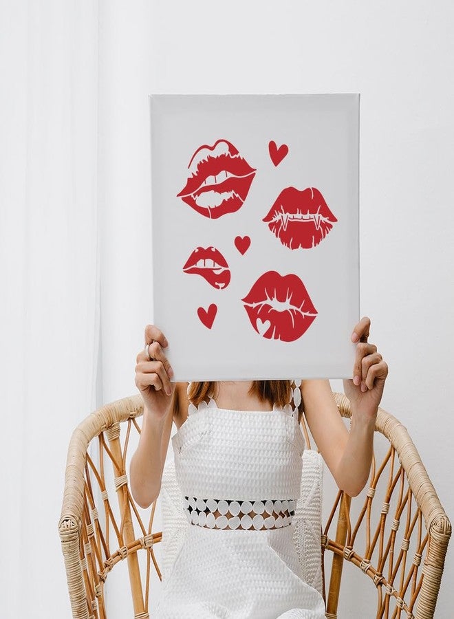 MAYJOYDIY Lip Stencil Kiss Lips DIY Stencil 11.8×11.8inch Large Love Lips Lipstick Mouth with Paint Brush Reusable Woman Lip Print Templates for Wood Wall Furniture Canvas Decor - Image 5