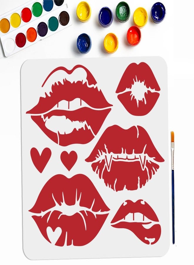 MAYJOYDIY Lip Stencil Kiss Lips DIY Stencil 11.8×11.8inch Large Love Lips Lipstick Mouth with Paint Brush Reusable Woman Lip Print Templates for Wood Wall Furniture Canvas Decor - Image 1
