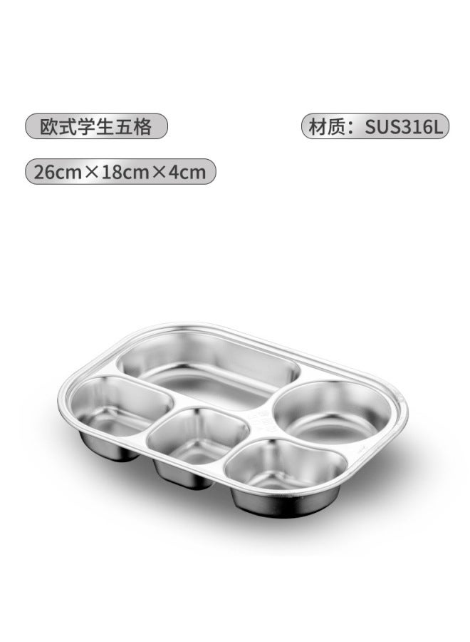 316 Stainless Steel Dinner Plate With Lid 304 Stainless Steel Compartmented Lunch Box Kidsren's Student Lunch Box Canteen Fast Food Plate Rice Plate