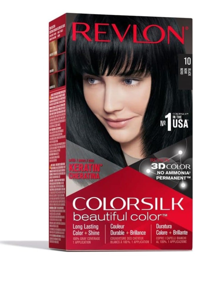 ريفلون صبغة شعر كولور سيلك الجميلة رقم 10 أسود للجنسين - استخدام واحد - Image 1