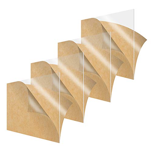 SimbaLux Acrylic Sheet Clear Cast Plexiglass 12” x 12” Square Panel 1/8” Thick (3mm) Pack of 4 Transparent Plastic Plexi Glass Board with Protective Paper for Signs, DIY Display Projects, Craft - Image 1