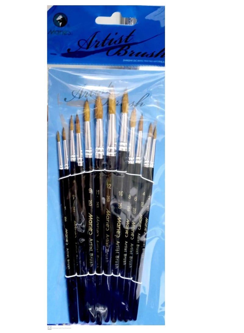 Maries Marie's Round Bristle Oil Color Brush 12-Piece - Image 1