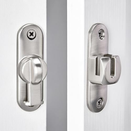 INIRET Silvery Barn Door Latches,90/180 Degree Gate Lock,Flip Gate Latches Hardware,Zinc Alloy Right Angle Door Lock Latch,Door Security Sliding Door Latch Lock for Cabinets,Bathroom - Image 5