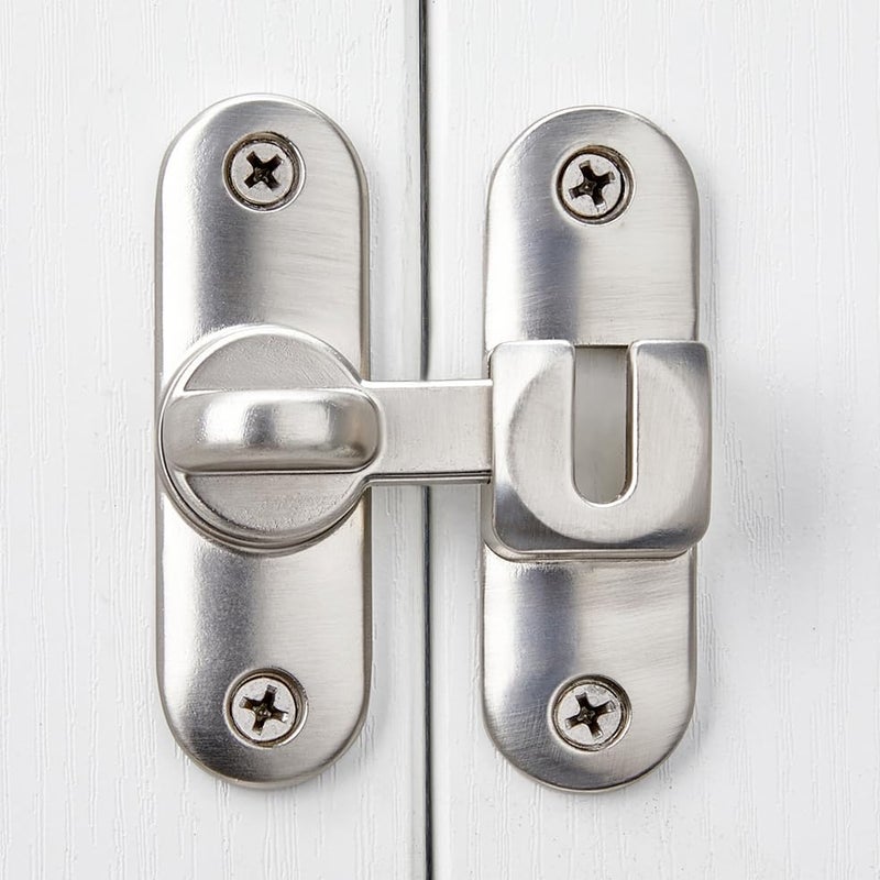 INIRET Silvery Barn Door Latches,90/180 Degree Gate Lock,Flip Gate Latches Hardware,Zinc Alloy Right Angle Door Lock Latch,Door Security Sliding Door Latch Lock for Cabinets,Bathroom - Image 4