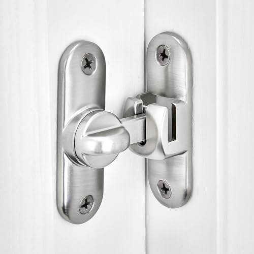 INIRET Silvery Barn Door Latches,90/180 Degree Gate Lock,Flip Gate Latches Hardware,Zinc Alloy Right Angle Door Lock Latch,Door Security Sliding Door Latch Lock for Cabinets,Bathroom - Image 3