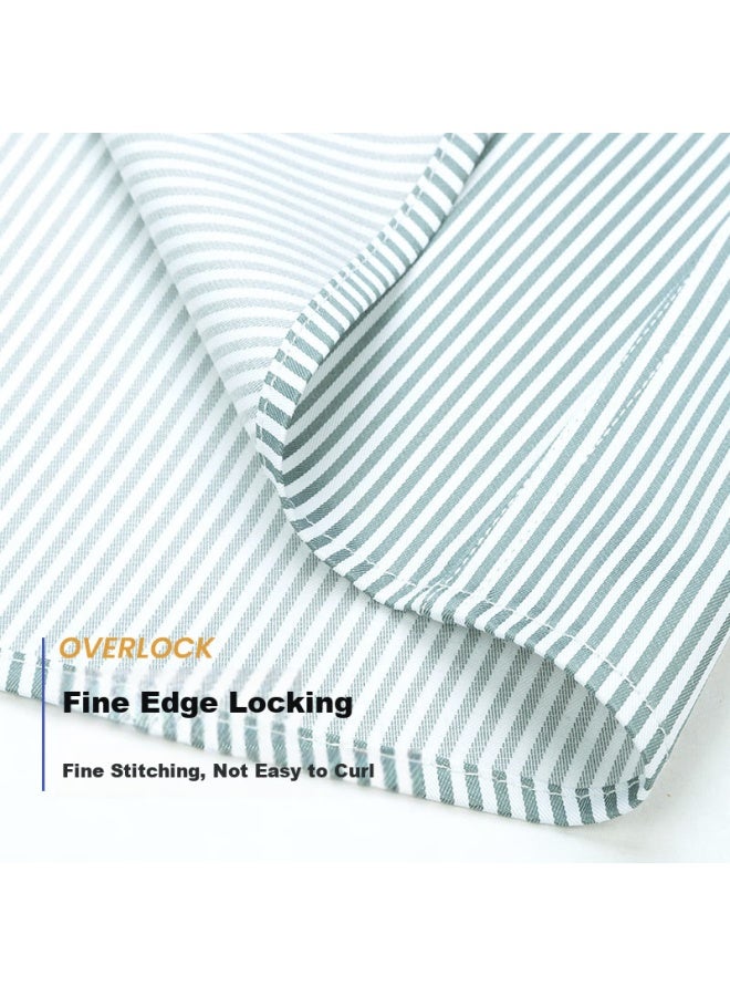 Firs Men's Non-iron Wrinkle-resistant Business Casual Striped Shirt Green Stripe 40 - Image 4
