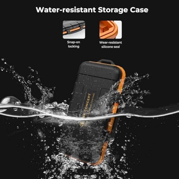 rayihni K&F CONCEPT CAMERA BATTERY MEMORY CARD CASE | WATERPROOF, SHOCKPROOF WITH CARD SLOT FOR BAG STORAGE | HOLDS 2X BATTERIES OR 8 DRY CELL BATTERIES, 2 CF CARDS OR 2 XQD, 4 SD CARDS AND 6 TF CARDS - Image 3