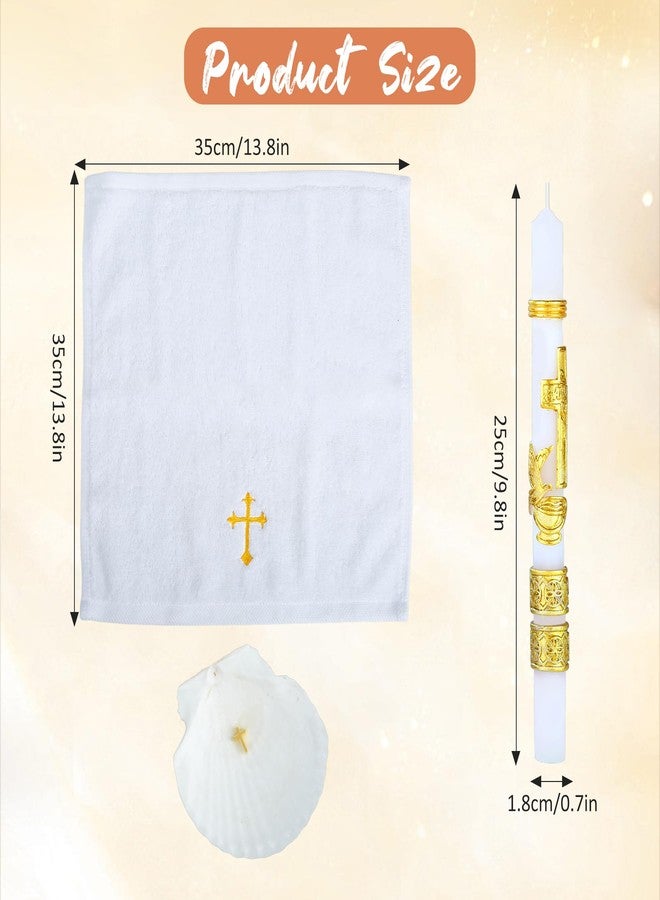 Ohmique Baptism Candle Set for Boys and Girls - Baptism Kit Include Towel, Shell and Baptismal Candle, Velas para bautizo Christening Set Velas para bautizo de niño for Infants Kids - Image 3