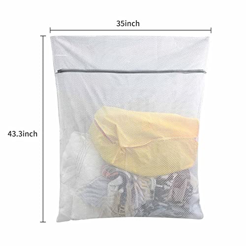 MARMINS Oversized Honeycomb Mesh Laundry Bags, 2 Pack 35x43.3 inch Heavy Duty Delicate Wash Bag with Zipper. - Image 2