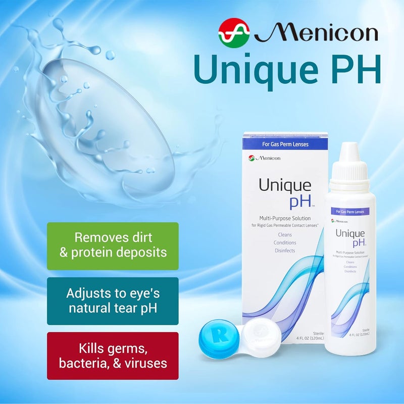 Menicon Unique pH Multi-Purpose Solution Plus RGP Lens Case, ONE 4 Fluid Ounce (120 Milliliter) Bottle - Image 2