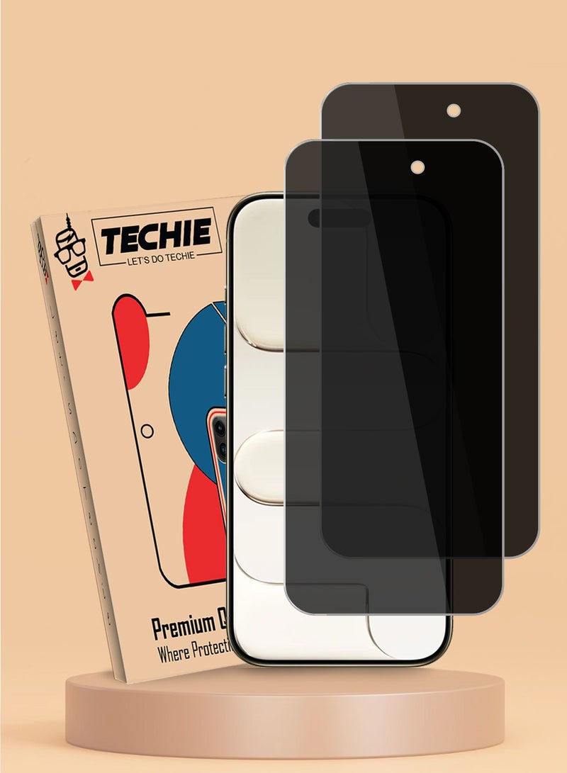 Techie 2 Pack iPhone 17 Air Privacy Tempered Glass Screen Protector - Premium Privacy Glass 9H Hardness 0.33 mm Rounded Edges Anti Bubbles Easy Installation - Image 1