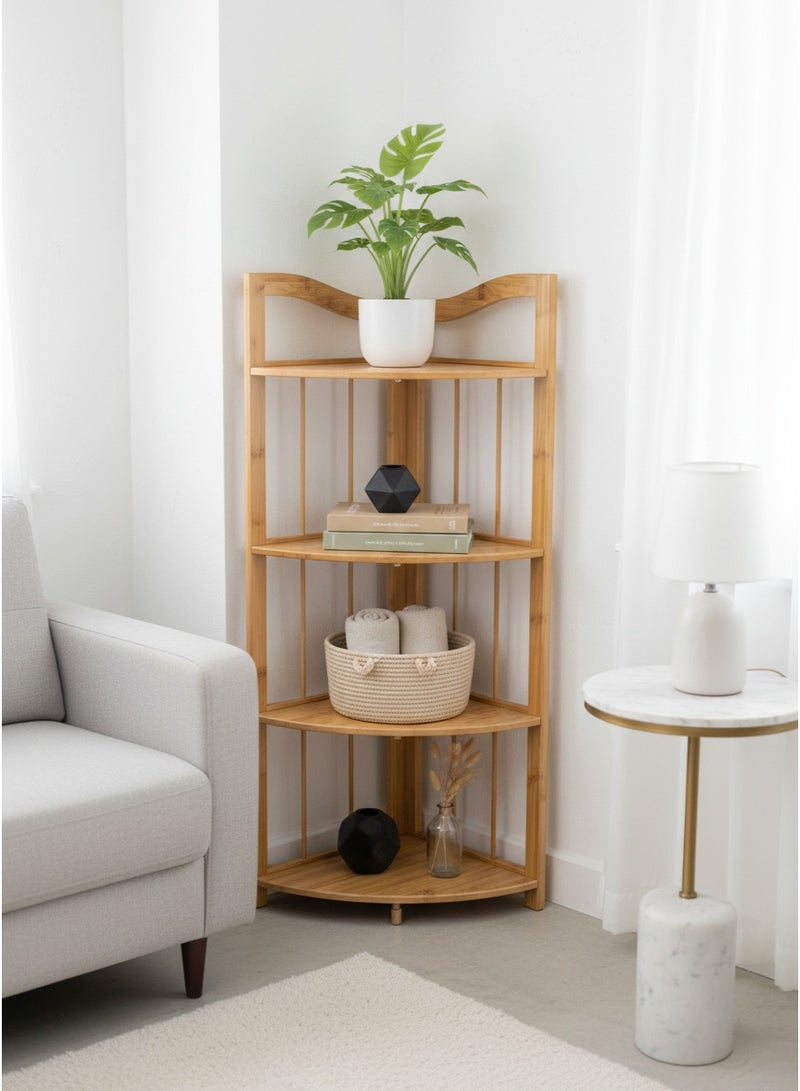 Living 4-Tier Wooden Corner Shelf – Compact and Multi-Purpose - Image 2