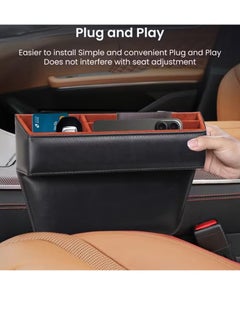 AL RAID Car Console Side Storage Organizer, PU Leather, Black with Red Interior, Multi Compartment  - Image 2