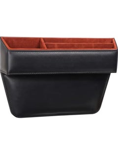 AL RAID Car Console Side Storage Organizer, PU Leather, Black with Red Interior, Multi Compartment  - Image 1