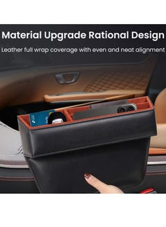 AL RAID Car Console Side Storage Organizer, PU Leather, Black with Red Interior, Multi Compartment  - Image 3