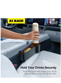 AL RAID Car Console Side Storage Organizer, PU Leather, Black with Red Interior, Multi Compartment  - Image 4