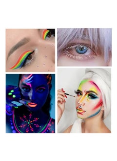 Excefore Water Activated Eyeliner Palette and White Mascara Face Pait Set, Colored Kit Neon Body UV Glow in the Dark Suitable for Art Party, Theater  - Image 2