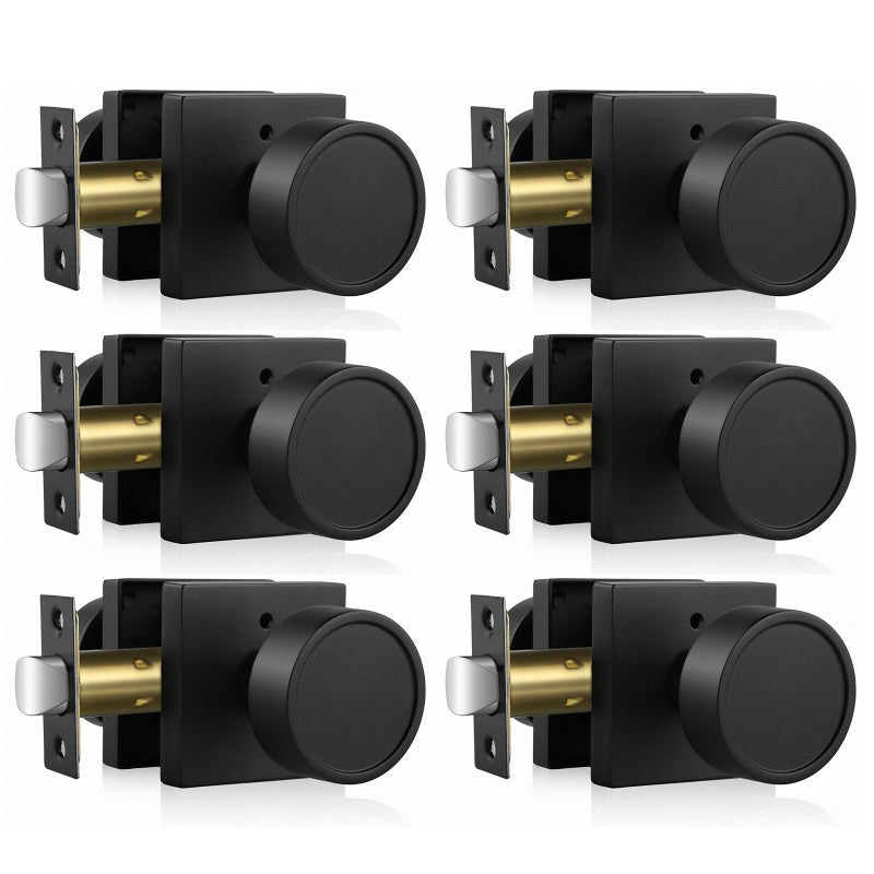 Haidms Black Interior Door Knobs, Zinc-Alloy Heavy Duty Round Matte Black Privacy Door Knobs Keyless for Bedroom Bathroom Office Bulk (6 Pack) - Image 1