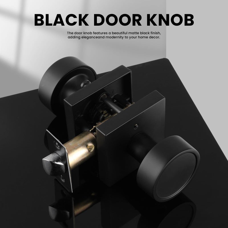 Haidms Black Interior Door Knobs, Zinc-Alloy Heavy Duty Round Matte Black Privacy Door Knobs Keyless for Bedroom Bathroom Office Bulk (6 Pack) - Image 3
