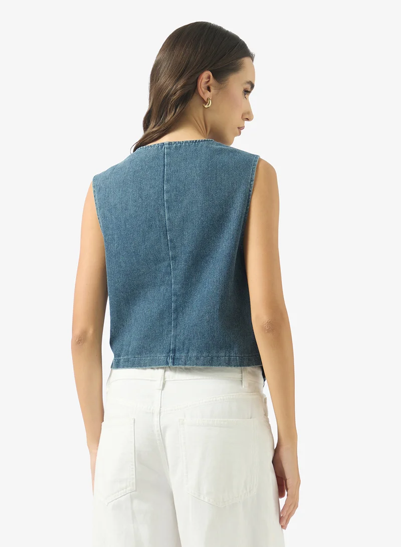 Ginger Denim Button Down Vest