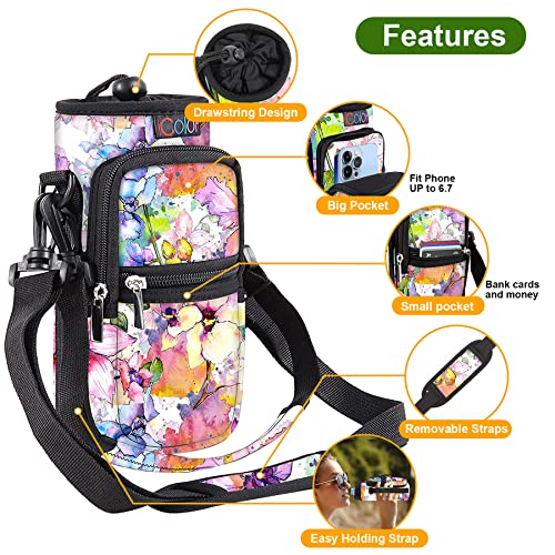 icolor Water Bottle Carrier Bag Holder 25/32/40/64oz,Adjustable Padded Shoulder & Handle Strap Sports Sling Hiking Pack,Insulated Neoprene Wide Mouth Bottle Sleeve - Image 4