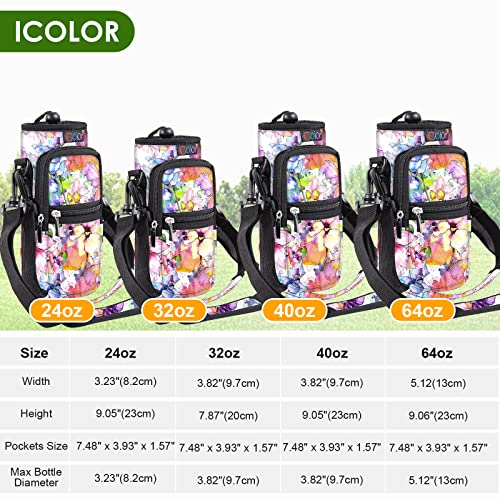 icolor Water Bottle Carrier Bag Holder 25/32/40/64oz,Adjustable Padded Shoulder & Handle Strap Sports Sling Hiking Pack,Insulated Neoprene Wide Mouth Bottle Sleeve - Image 3