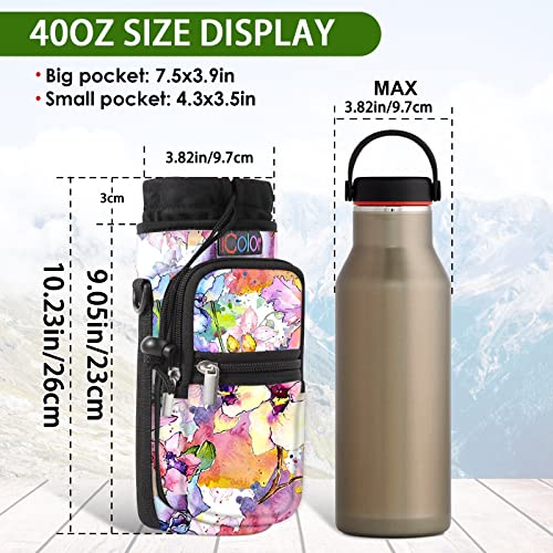 icolor Water Bottle Carrier Bag Holder 25/32/40/64oz,Adjustable Padded Shoulder & Handle Strap Sports Sling Hiking Pack,Insulated Neoprene Wide Mouth Bottle Sleeve - Image 2