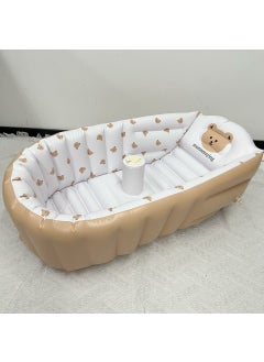 Stock Available Nordic Style Baby Inflatable Bathtub Multifunctional Bathing Tub Childrens Integrated Seating And Bathing Tub Khaki Bear